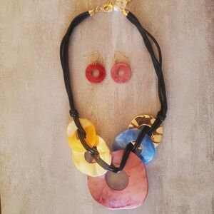 Multicolor Statement Necklace and Earring Set